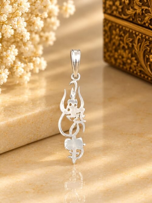 925 Silver Trishul Pendant Silver Om Damru Pendant Trishul Om Damru Pendant