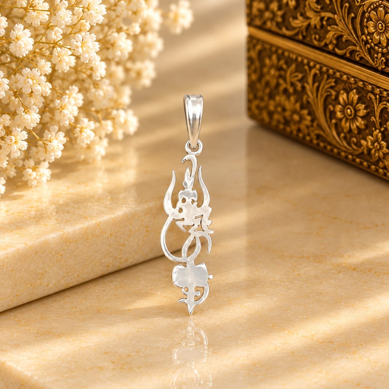 925 Silver Trishul Pendant Silver Om Damru Pendant Trishul Om Damru Pendant