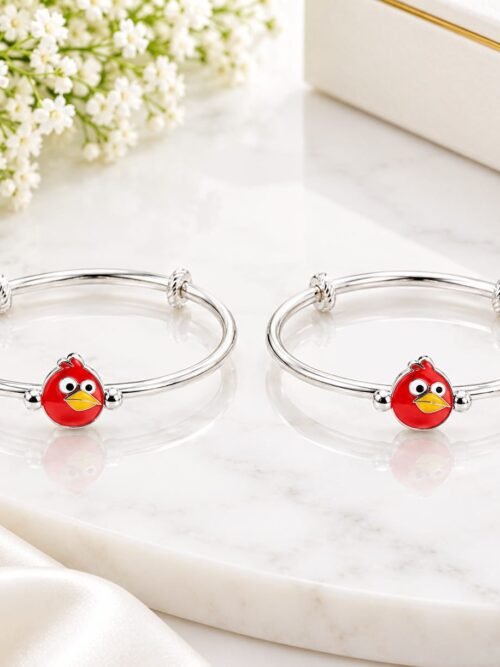 Pure Silver Angry Bird Adjustable Kada
