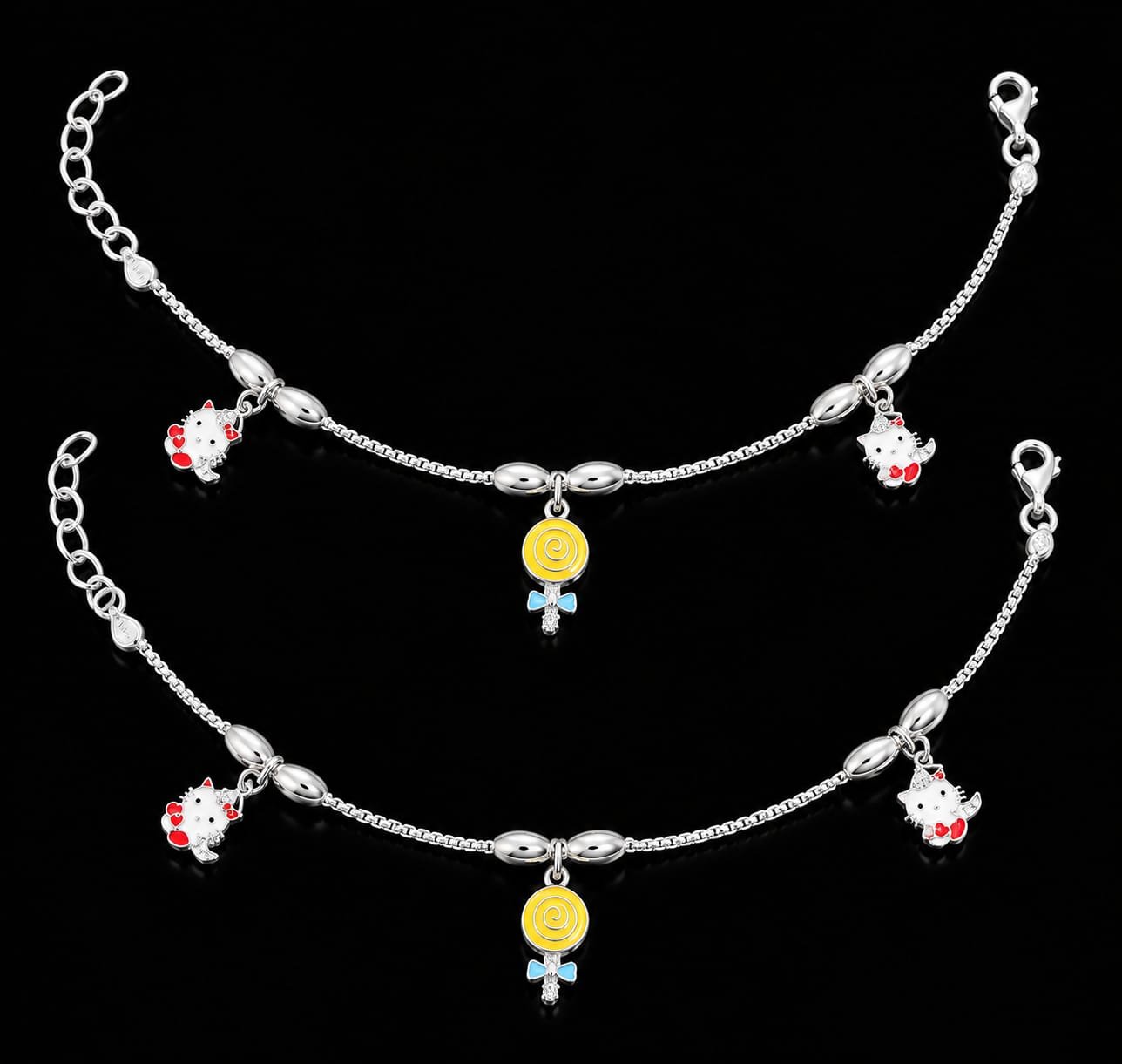 Pure Silver Kids charms payal with Candy