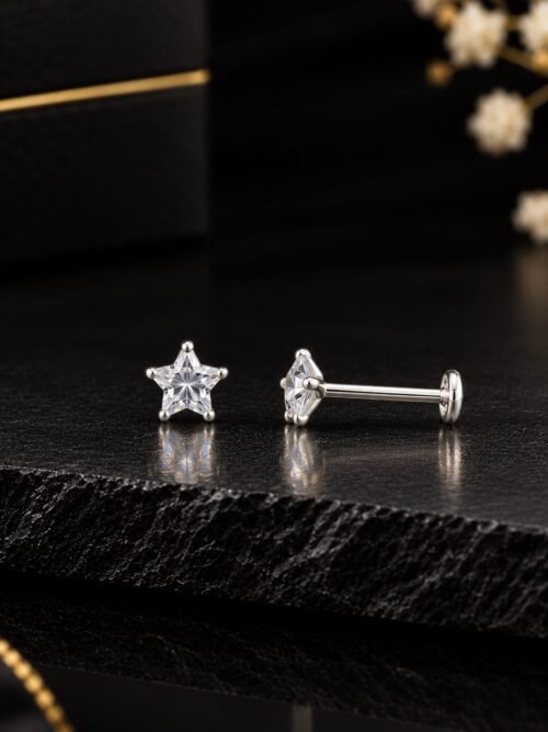 Pure Silver Star Earring