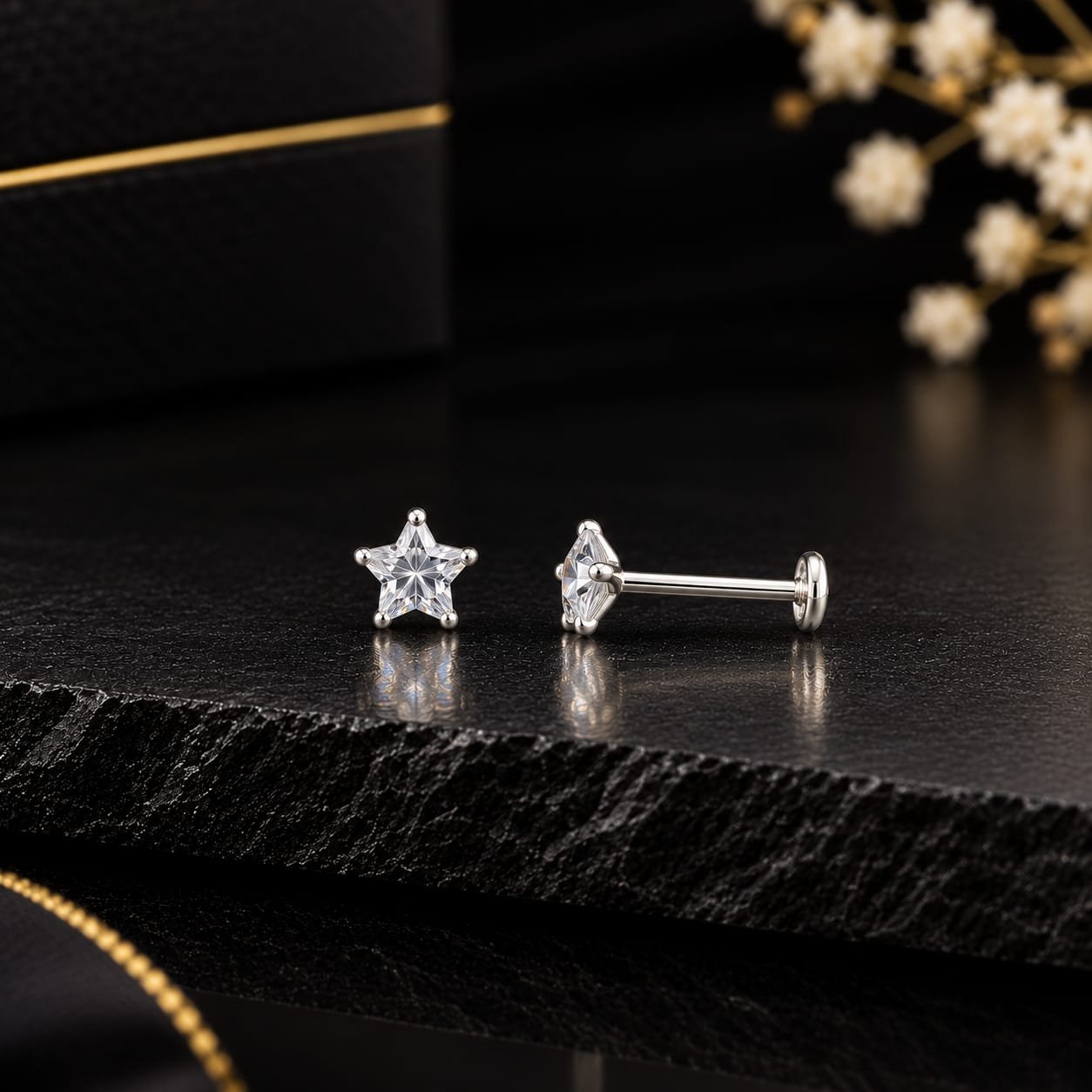 Pure Silver Star Earring