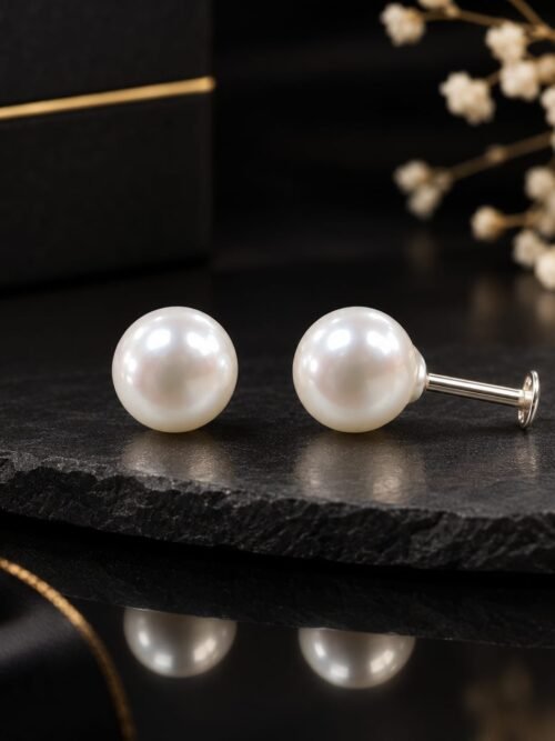 Pure Silver Pearl Back Screw Earring
