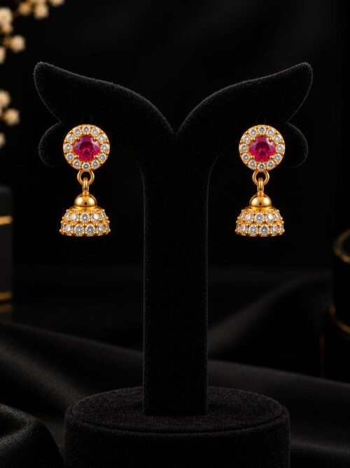 Pure Silver Ruby Halo Jhumka