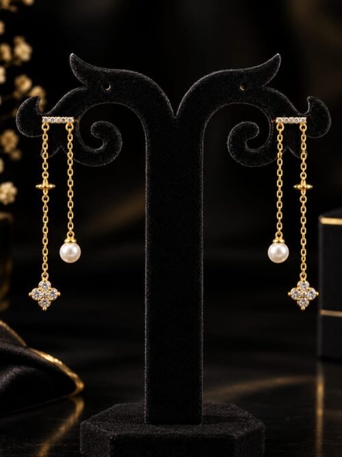92.5 Pure Silver Pearl Flower Dangler
